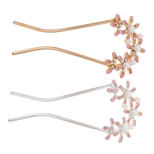 Homoyoyo 2 Stück Teiliges U förmiges Haarnadel Perlen und Strass Handgefertigter Brautschmuck für Hochzeit und Festliche Anlässe Leichter Eleganter Haarschmuck für Damen und Mädchen von Homoyoyo