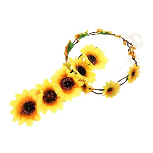 Homoyoyo 2 Stück Teiliges Verstellbares Sonnenblumen Haarband Floraler Haarschmuck aus Hautfreundlichem Elastisch Geeignet für Mädchen Brautjungfern Strand und Festival Look von Homoyoyo