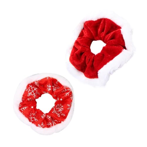 Homoyoyo 2 Stück Teiliges Weihnachts Haarschmuck aus Weichem Flanell mit Schneeflockenmuster Elastische Haargummis für Damen Langlebig und Modisch für Party Hochzeit und Festliche Anlässe von Homoyoyo