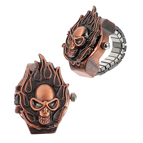 Homoyoyo 2 Stück Vintage Fingeruhr Kreative Flip Open Ringuhr aus Langlebigem Material für Damen und Herren Praktische Fingerring Uhr Schmuckdekoration für Besondere Anlässe von Homoyoyo