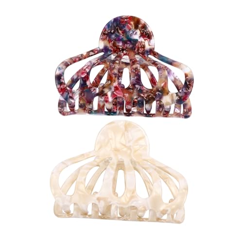 Homoyoyo 2 Stück Vintage Große Haarklammer aus Metall mit Geometrischem Design Starke Haarkralle für Dickes Haar Modischer Haarschmuck für Frauen und Mädchen Teiliges in Cremeweiß und von Homoyoyo