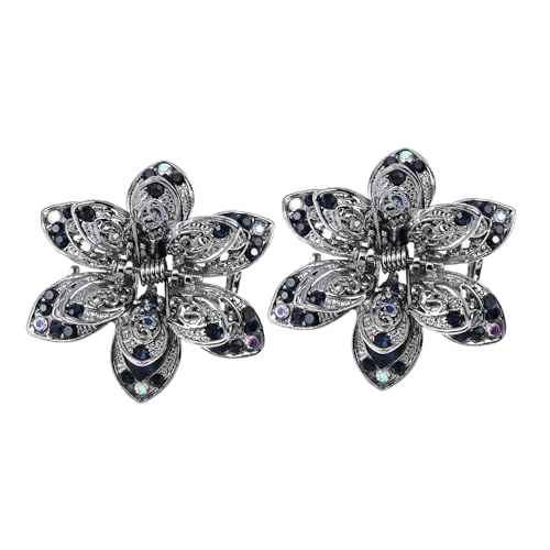 Homoyoyo 2 Stück Vintage Haarklammern aus Legierung mit Blauen Kristallsteinen Mittlere Rutschfest Robust Haarschonend Modisches Haarschmuck Accessoire für Damen und Besondere Anlässe von Homoyoyo