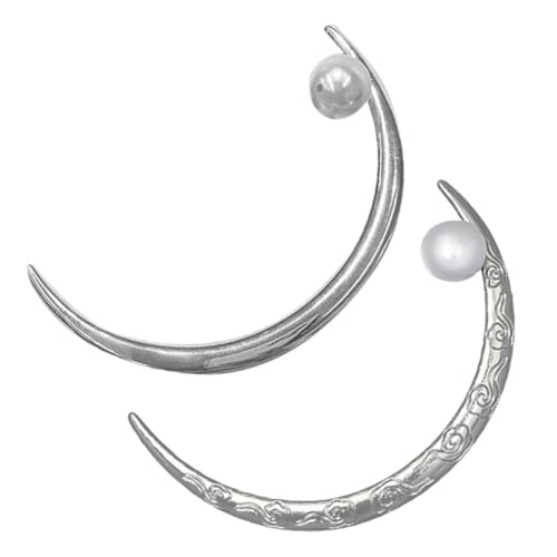 Homoyoyo 2 Stück Vintage Haarnadel Geschwungene Japanische Haarstäbe für Lange Haare Chinesischer Stil Haarschmuck mit Perlen Silberfarben für Dutt und Hochsteckfrisuren bei Frauen von Homoyoyo