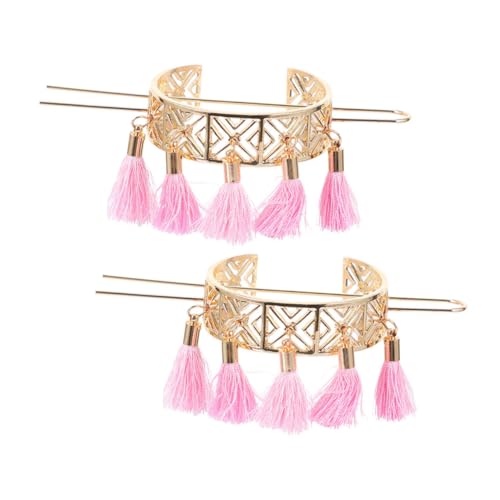 Homoyoyo 2 Stück Vintage Haarschmuck Haarnadeln mit Geometrischem Blumenmuster und Modischen Quasten Langlebige Haarstäbchen für Damen und Mädchen Vielseitig für Hochzeit Party Alltag von Homoyoyo