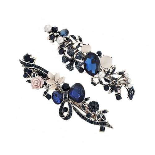 Homoyoyo 2 Stück Vintage Haarschmuck Haarspangen mit Strass und Katzenaugenstein Retro Haarclip für Damen und Mädchen Langlebige Modische Accessoires für Party und Alltag von Homoyoyo