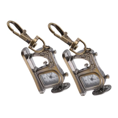 Homoyoyo 2Stücke Vintage Schlüsselanhänger mit Quarz-uhr im Nähmaschinen-design Multifunktionale Taschenuhr für Männer und Frauen Kreatives für Besondere Anlässe von Homoyoyo