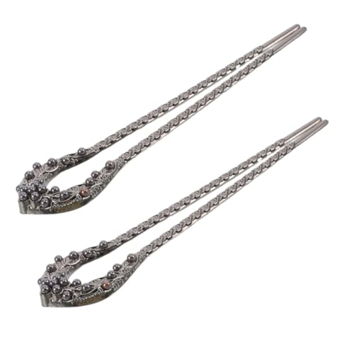 Homoyoyo 2 Stück Vintage U Form Haarnadel mit Perlen Stabile Haargabeln für Dutt Frisuren Traditioneller Chinesischer Haarschmuck Damen Elegant Minimalistischer Haarklammer Ersatz von Homoyoyo
