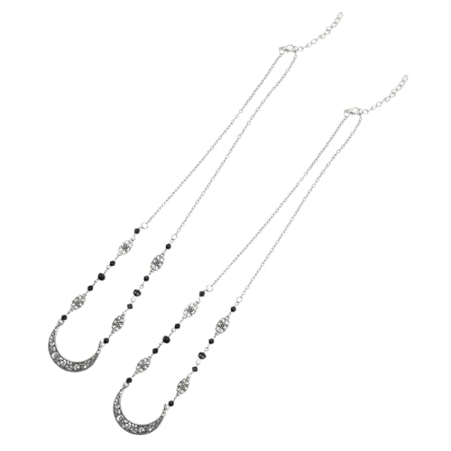 Homoyoyo 2 Stück Vintage Verstellbare Stirnkette mit Hohlem Halbmond motiv Haarband Schmuck für Damen und Mädchen Vielseitig Tragbar als Haarreif oder Halskette Boho Kopfschmuck für von Homoyoyo