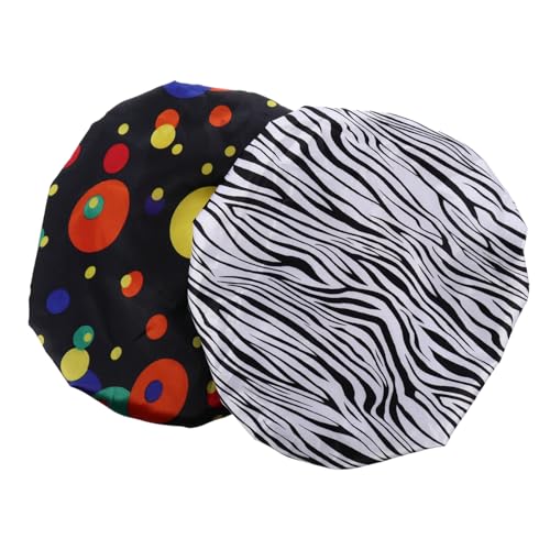 Homoyoyo 2 Stück Wasserdichte Duschhaube Damen Elastische Badekappe aus Satin Große Weiche Badehaube für Haare Schutz Beim Duschen Spa Make Up und Reisen Wiederverwendbar von Homoyoyo