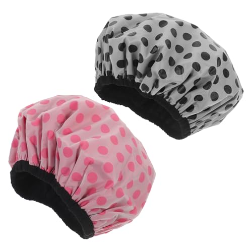 Homoyoyo 2 Stück Wasserdichte Duschhaube mit Dreilagigem Design Atmungsaktive Badekappe für Langes Haar Elastische Haarschutzkappe für Damen und Herren Große Wiederverwendbare Badehaube von Homoyoyo