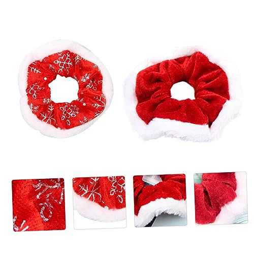 Homoyoyo 2 Stück Weihnachtliche Haargummis aus Weichem Flanell Elastisch und Bequem mit Schneeflocken Damen Haarbänder für Party Festliche Kopfbedeckung Rot und Weiß für Alltag und Feier von Homoyoyo