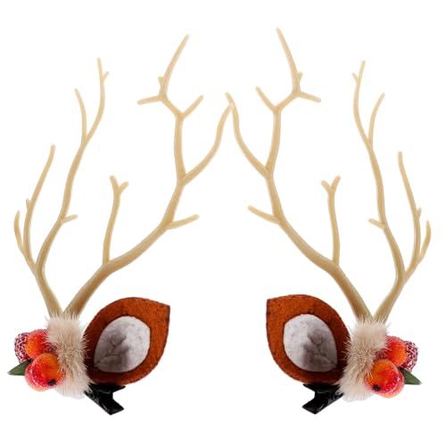 Homoyoyo 2 Stück Weihnachtliche Haarschmuck Mädchen Kleine Hirschgeweih Haarspangen Leichtes Material Niedliche Xmas Haarclips Für Party Alltag Festliche Deko von Homoyoyo