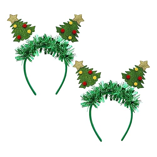 Homoyoyo 2 Stück Weihnachtliches Stirnbänder Weihnachtsbaum Design Fröhliche Party Haarreifen Erwachsene Karneval Fasching Festlicher Haarschmuck Weihnachten von Homoyoyo