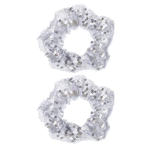 Homoyoyo 2 Stück Weihnachts Glitzer Haargummis Bunte Fluoreszierende Elastische Haarbänder für Damen für Party Hochzeit Alltag Bequem Stylisch von Homoyoyo
