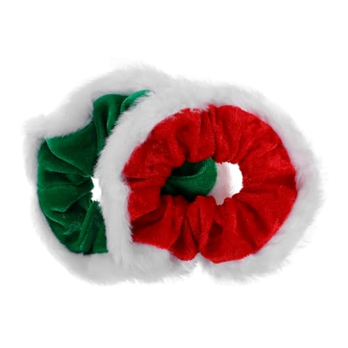 Homoyoyo 2 Stück Weihnachts Haarbänder Elastische Haargummis Fuzzy Scrunchies für Frauen Festlicher Haarschmuck für Partys Besondere Anlässe von Homoyoyo