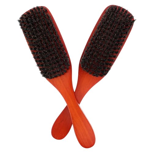 Homoyoyo 2 Stück Wildschweinborsten Bartbürste für Männer Weiche Borsten Sanftes Styling Lockiges Haar Bartpflege Reise Haarglätter Multifunktionale Bartpflegebürste für Dickes Haar von Homoyoyo