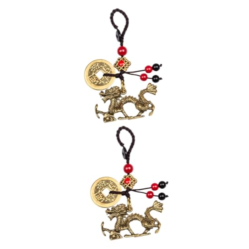 Homoyoyo 2 Stück auto schlüsselanhänger Riemen Jahr Schlüsselanhänger Geldbörse Tür car keychain schlüsselanhänger für auto Drache Schlüsselanhänger Vintage -Schlüsselbund Messing Colorful von Homoyoyo