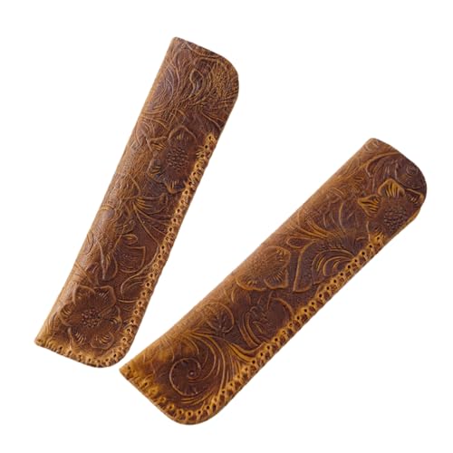 Homoyoyo 2 Stücke Leder Stiftetui mit Kunstvollen Verzierungen Handgemachter Einzelstift Halter für Füllfederhalter und Kugelschreiber Praktisch für Braunes Design von Homoyoyo