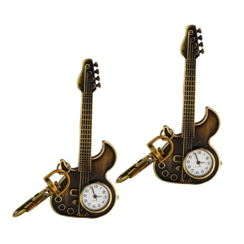 Homoyoyo 2 Stücke Modeuhr schlüsselanhänger Gitarre Taschenuhrkette Zinklegierung Coffee von Homoyoyo
