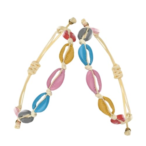 Homoyoyo 2 Stücke Shell Armband Armbänder Meer Shell Schmuck Puka Shell Fußkettchen Wellen Armband Legierung von Homoyoyo