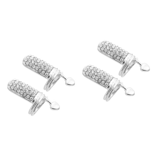 Homoyoyo 4stücke Glitzernde Herz-nagelringe Für Damen Kreative Nagelkunst-dekoration Im Silber-look Für Cosplay Und Besondere Anlässe Sicher Und Langlebig von Homoyoyo