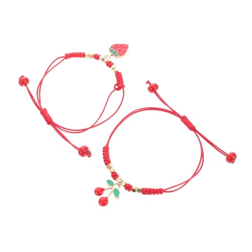 Homoyoyo 2 Stücke String Armband Schmuck Früchte Handgelenk Seil Legierung Rot von Homoyoyo
