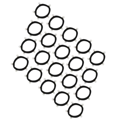 Homoyoyo 20 Stück Teiliges Elastische Haarbänder mit Perlen Weiche Haargummis für Pferdeschwanz Dehnbar Langlebig Schwarzes Haarschmuck Accessoire für Damen und Mädchen Bequem und von Homoyoyo