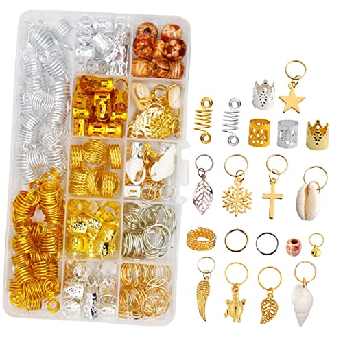 Homoyoyo 238 Stück Haarzubehör Dreadlock Ringe und Haarschmuck für Zöpfe Zubehörteile für DIY Frisuren und Dreadlocks Installieren und Rutschfest für Partys und Alltag von Homoyoyo