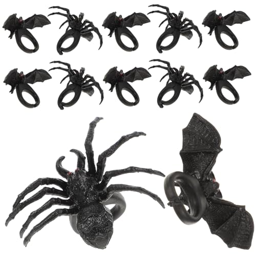 Homoyoyo 24 Stück Teiliges Halloween Kunststoff Ring mit Spinnen und Fledermäusen Langlebige Gothic Animal Finger Ringe für Kinderkostüme Party Accessoires Vielseitige Verkleidungsschmuck von Homoyoyo
