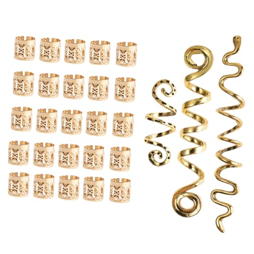 Homoyoyo 28 Stück Teiliges Dreadlock Schmuck aus Langlebiger Vintage Spiralen und Knoten für Dreadlocks Haar Schmuck Haarschmuck Modische Flecht Accessoires für Frauen Goldfarben von Homoyoyo