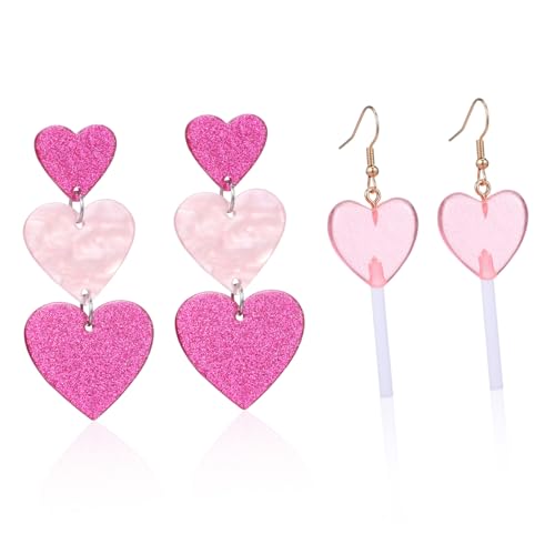 Homoyoyo 2Paare Herz Ohrringe Dangle Für Frauen Lustige Tropfenohrringe Mit Süßes Valentinstagsgeschenk Handwerkskunst Lebendige Farben Leicht Angenehm Homoyoyo 2Paare Herz Ohrringe Dangle Für Frauen Lustige Tropfenohrringe Mit Süßes Valentinstagsgeschenk Handwerkskunst Lebendige Farben Leicht Angenehm von Homoyoyo