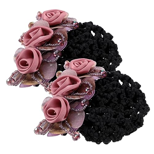 Homoyoyo 2 Stück Haarnetz Dutt Abdeckung Für Damen Blumenhaarnetz Haarklammer Rutschfest Für Haartypen Für Beruf Hochsteckfrisuren Zubehör von Homoyoyo
