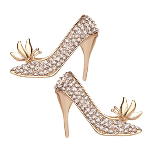 Homoyoyo 2stücke Brosche Anstecknadel in High-heels-form Mit Funkelnden Strasssteinen Für Damenkleidung Und Corsage Aus Zinklegierung Modisches Accessoire Für Frauen Und Mädchen von Homoyoyo
