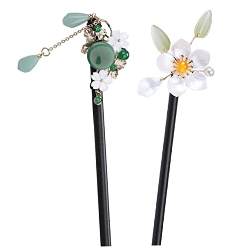 Homoyoyo 2Stücke Chinesische Haarstäbchen Blumenhaarstab Retro Haarnadeln für Hochsteckfrisuren Baumelnde Haarnadel für Langes Haar Haaraccessoires für Frauen von Homoyoyo