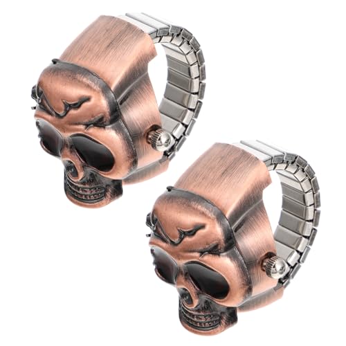 Homoyoyo 2Stücke Clamshell Fingeruhr Verstellbare Schädelringuhr mit Flip Open Design Kreative Damen Herren Uhr für Halloween Modisches Homoyoyo 2Stücke Clamshell Fingeruhr Verstellbare Schädelringuhr mit Flip Open Design Kreative Damen Herren Uhr für Halloween Modisches von Homoyoyo