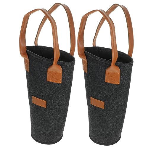 Homoyoyo 2stücke Eleganter Filz-weintragetasche Praktische Aufbewahrung Für Weinflaschen Hochwertigem Filz Mit Pu-Griff Für Zuhause von Homoyoyo