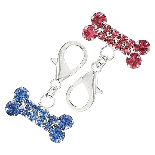 Homoyoyo 2 Stück Strass Hunde Knochen Anhänger für Haustierhalsband Leichtes Dekorationszubehör für Schlüsselbund und Rucksäcke von Homoyoyo