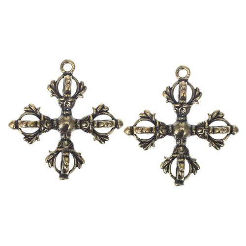 Homoyoyo 2stücke Messing Religiöser Schlüsselanhänger Buddha Kreuz Stößel Schlüsselring Anhänger Handwerk Dekoration Für Freunde von Homoyoyo