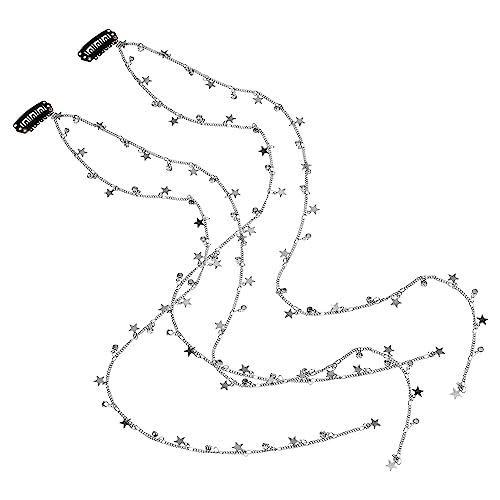 Homoyoyo 2 Stück Sternmuster Haarketten Haarschmuck für Damen Haarverlängerung Accessoires für Mädchen Robuste Haarkette aus Legiertem Material von Homoyoyo