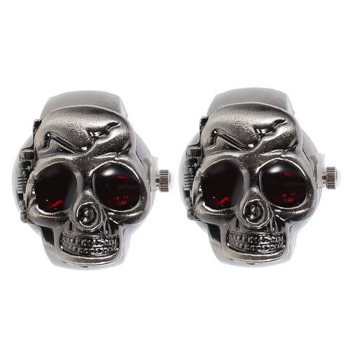 Homoyoyo 2Stücke Vintage Fingeruhr Im Punk Flip Open Cover Ring Uhr Für Damen Herren Retro Design Kreative Fingeruhr Modisches Accessoire von Homoyoyo