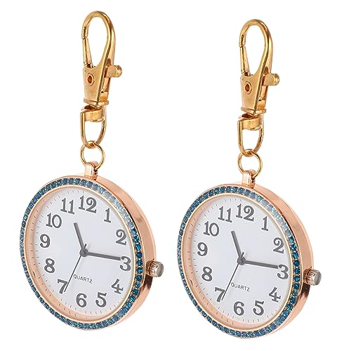 Homoyoyo 2stücke Taschenuhr Zum Anklipsen Aus -Legierung Tragbare Taschenuhr - Schlüsselanhänger Mit Schlüsselring Clip von Homoyoyo
