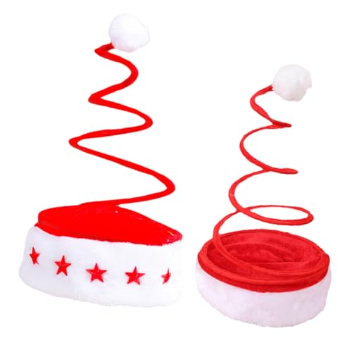 Homoyoyo 2er Set Lustige Santa Mütze – Federnde Weihnachtsmütze Für Und Erwachsene - Ideal Für Weihnachtsfeiern Und Festliche Anlässe - Spaß Und Freude Garantiert von Homoyoyo