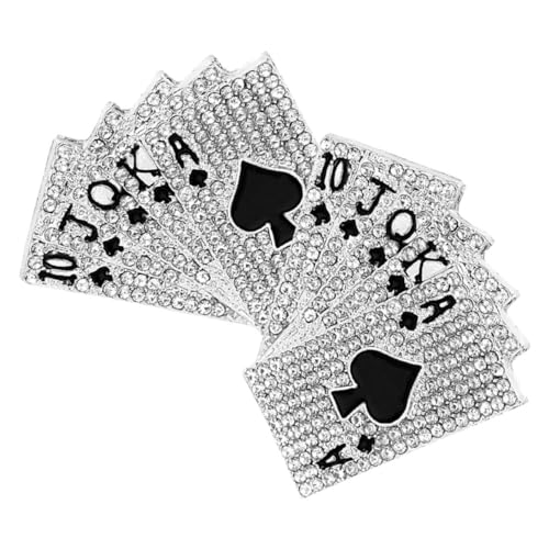 Homoyoyo 2st Brosche Armbänder Makramee Reverskragen Fall Inhaber Logo Vorhängeschloss Stifte Anstecknadel Mit Assen Pinochle-spielkarten Ansteckblume Bogen Charme Schmuck Legierung Silver von Homoyoyo