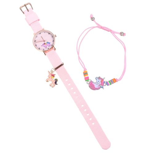Homoyoyo 2stücke Einhorn Armbanduhr Set Für Mädchen Mit Cartoon Muster Und Banduhr Design Bezaubernde Handgelenk-Dekorationen von Homoyoyo