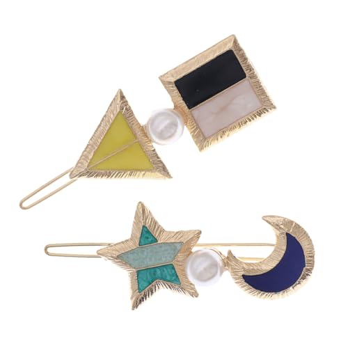 Homoyoyo 2stücke Geometrische Stern Mond Haarclips Haarspangen Für Frauen Mädchen Styling Alltag Party Hochzeit von Homoyoyo