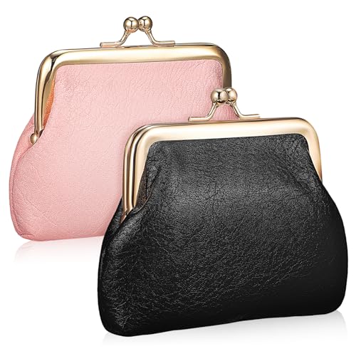 Homoyoyo 2stücke Mini-münzbeutel Aus Pu- Tragbare Geldbörse Für Damen Mit Schnallenverschluss Für Münzen Und Wechselgeld Für Reisen Und Täglichen Gebrauch von Homoyoyo