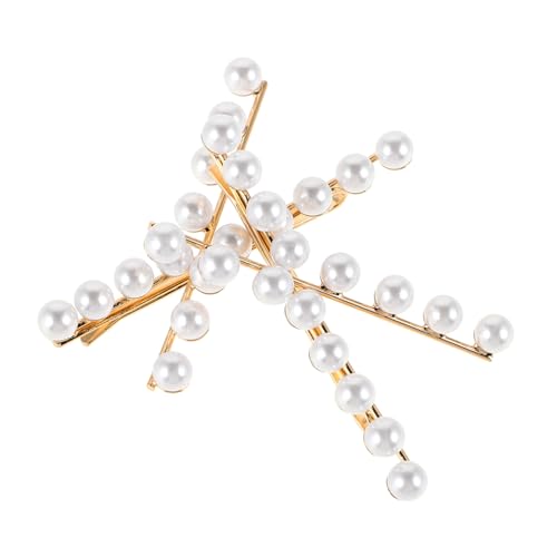 Homoyoyo 2stücke Perlen Haarspangen Aus Metall Mit Kleinen Clips Seitliche Haarspangen Für Damen Gekreuzte Clips Kunstperlen von Homoyoyo