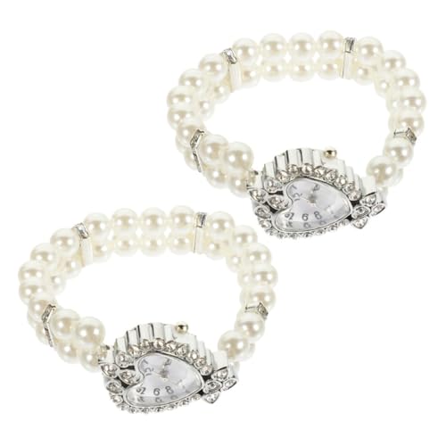 Homoyoyo 2stücke Quarz Armbanduhr Für Damen Mit Herzförmigem Ziffernblatt Und Perle Armband Elegant Und Süß Für Jeden Anlass von Homoyoyo