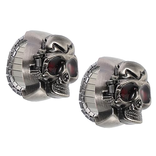 Homoyoyo 2stücke Retro Finger Ring Uhr Mit Flip-Open Cover Casual Fingeruhr Für Damen Und Herren Stilvolle Kreative Ring Uhr Für Besondere Anlässe Und Alltagsmode von Homoyoyo