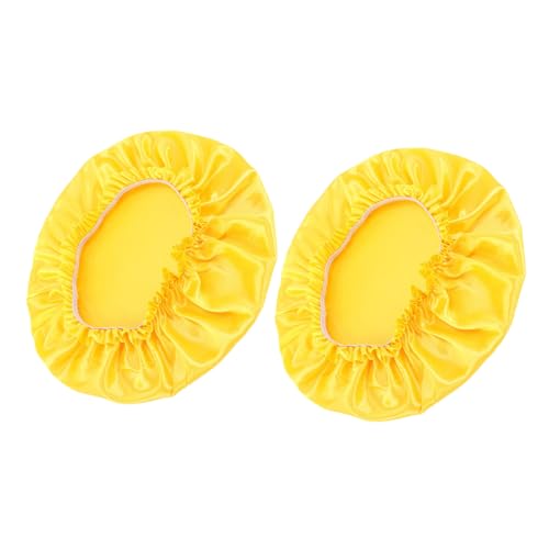 Homoyoyo 2stücke Seidenmütze Schlafmütze Aus Seide Bouffant-mütze Kopfbedeckung Nachtschlafmütze Für Damen Gelb Satin-schönheitskappen Schlafkappen Mit Abgerundeten Kanten von Homoyoyo